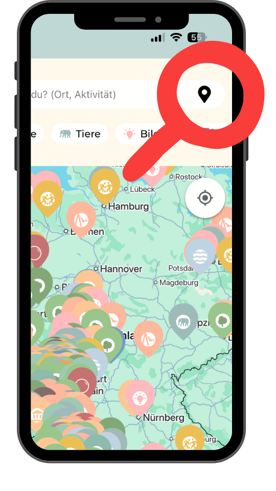 Schritt 2 · Pin oben rechts tippen