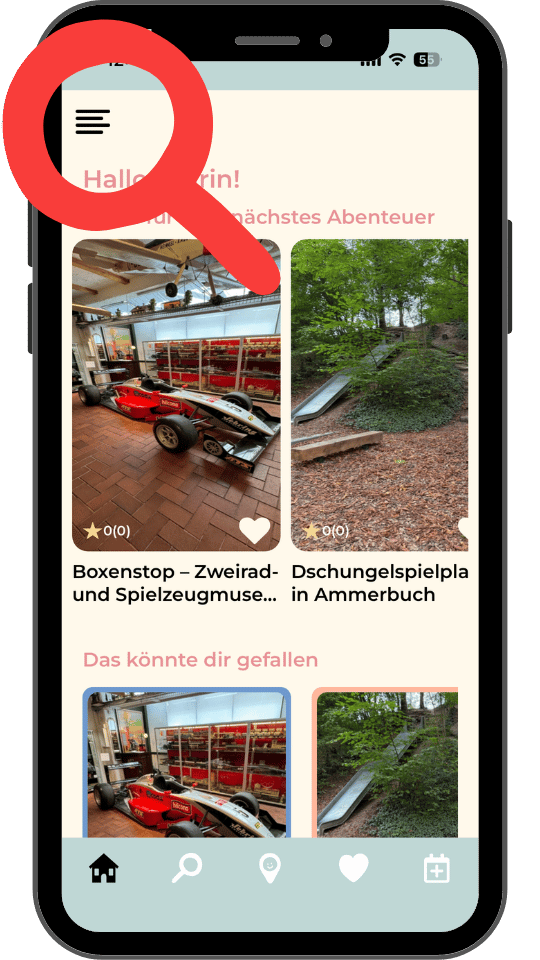 Schritt 1 · Menü oben links öffnen